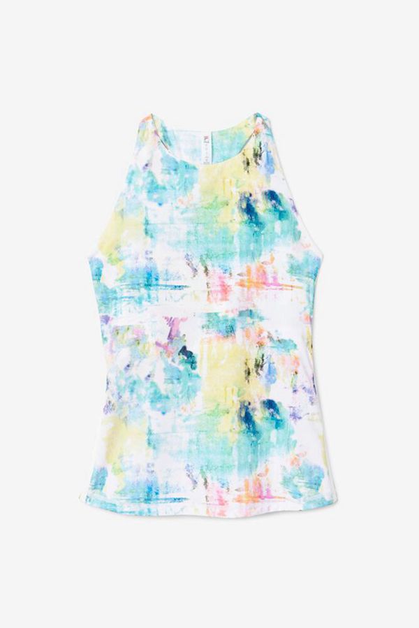 Tops De Alças Fila Mulher Branco - Fila Tie Breaker Tie Dye Racerback Tennis En Portugal,NYSR-87305